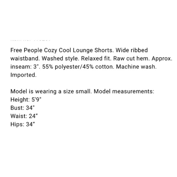 NEW Free People Cozy Lounge Super Soft Shorts Small /S NWT - Picture 7 of 7